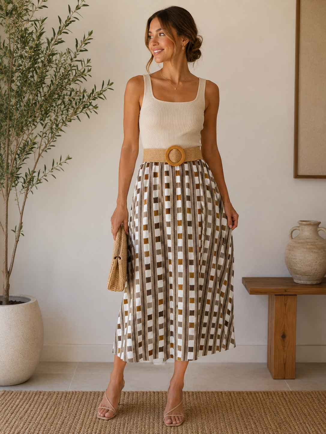 Falda Midi Natural