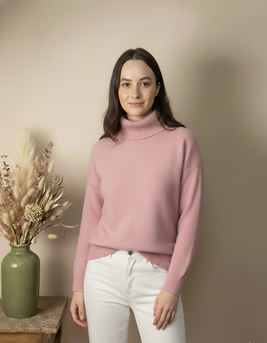 Jersey de Cuello Alto Rosa Palo de Punto Fino