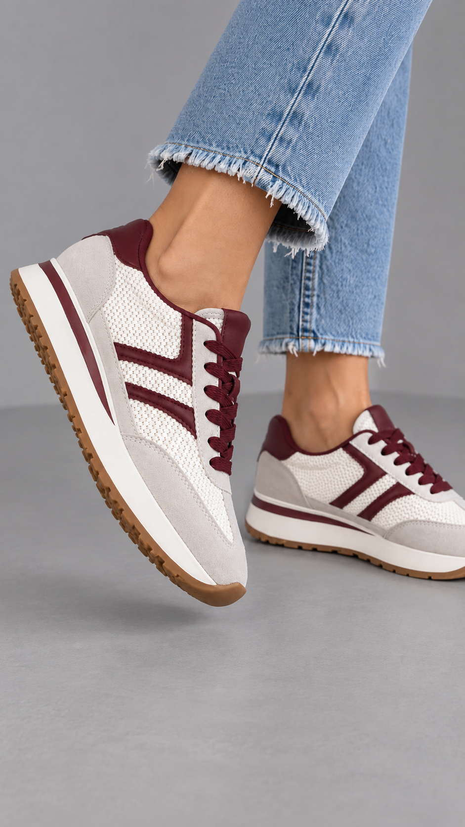 Zapatillas de mujer Siena Blanco/Burdeos
