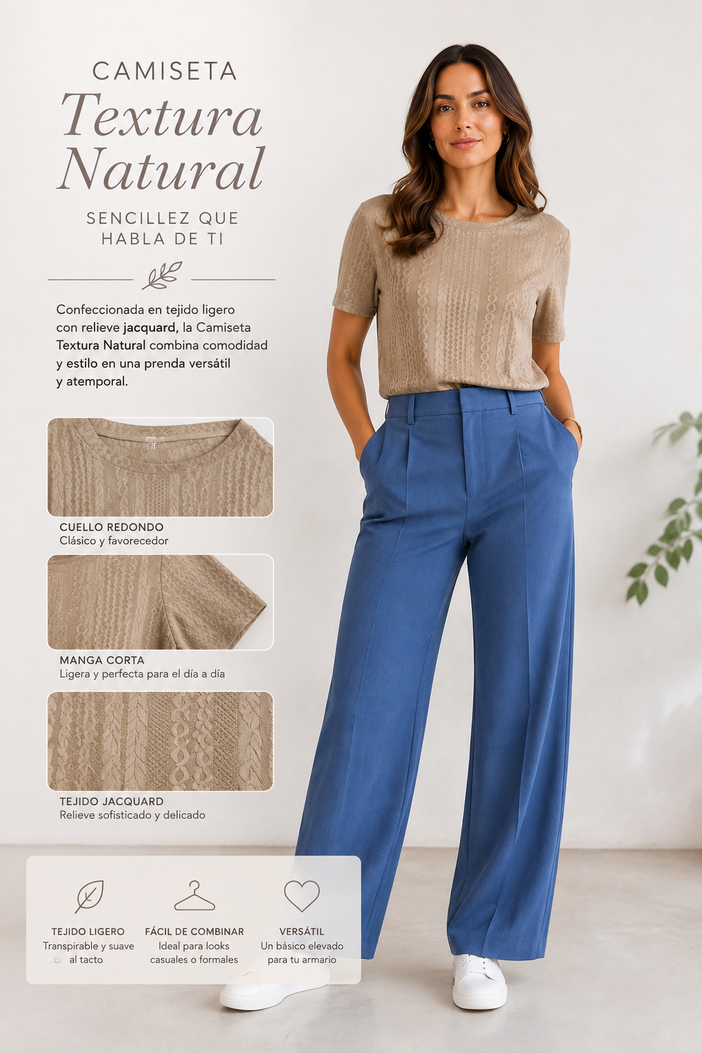Camiseta Textura Natural Mujer
