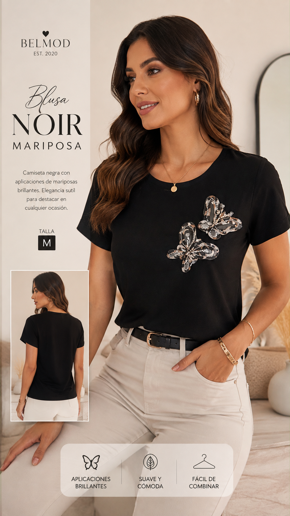 Blusa Noir Mariposa