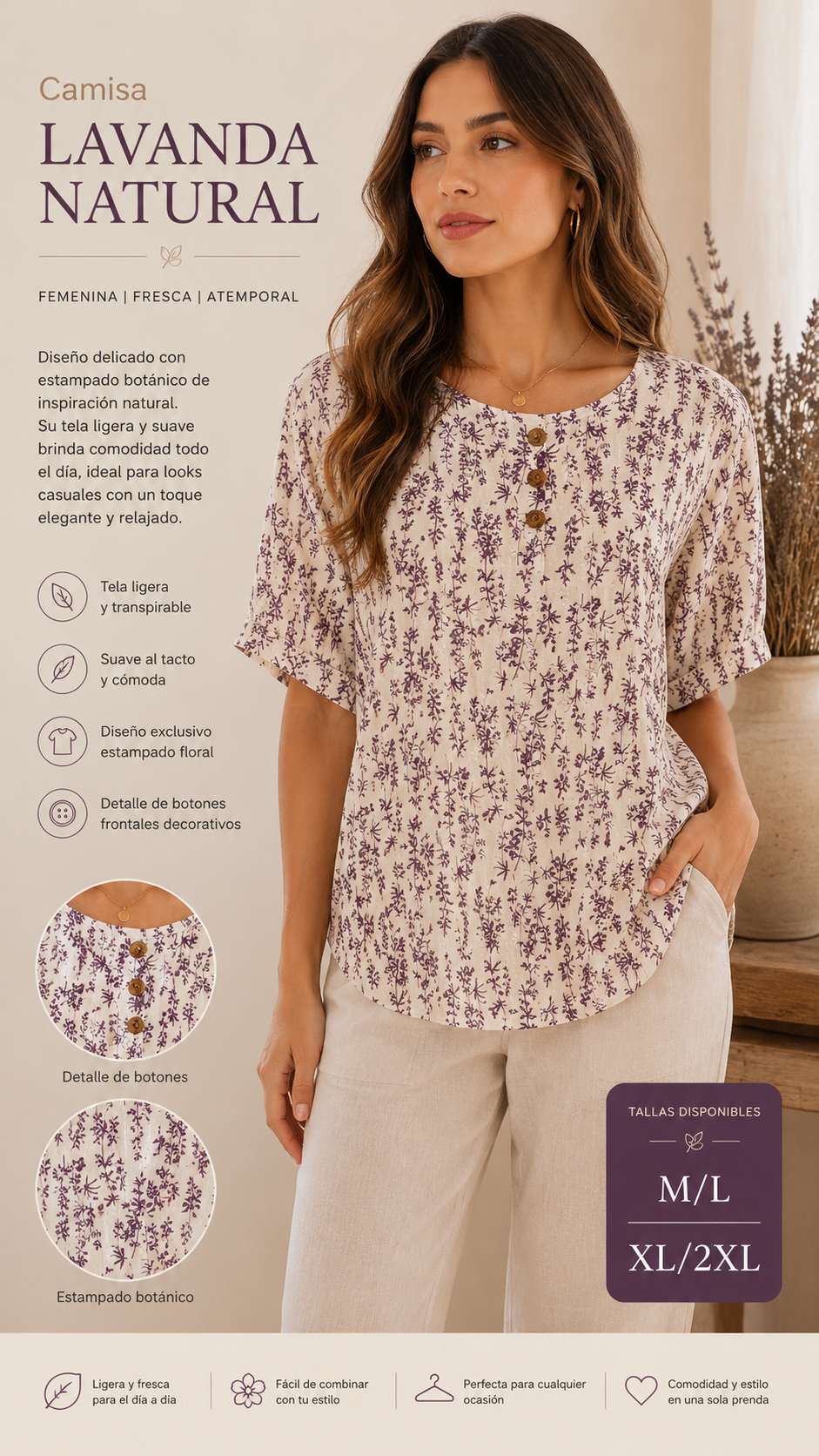 Camiseta Lavanda Natural
