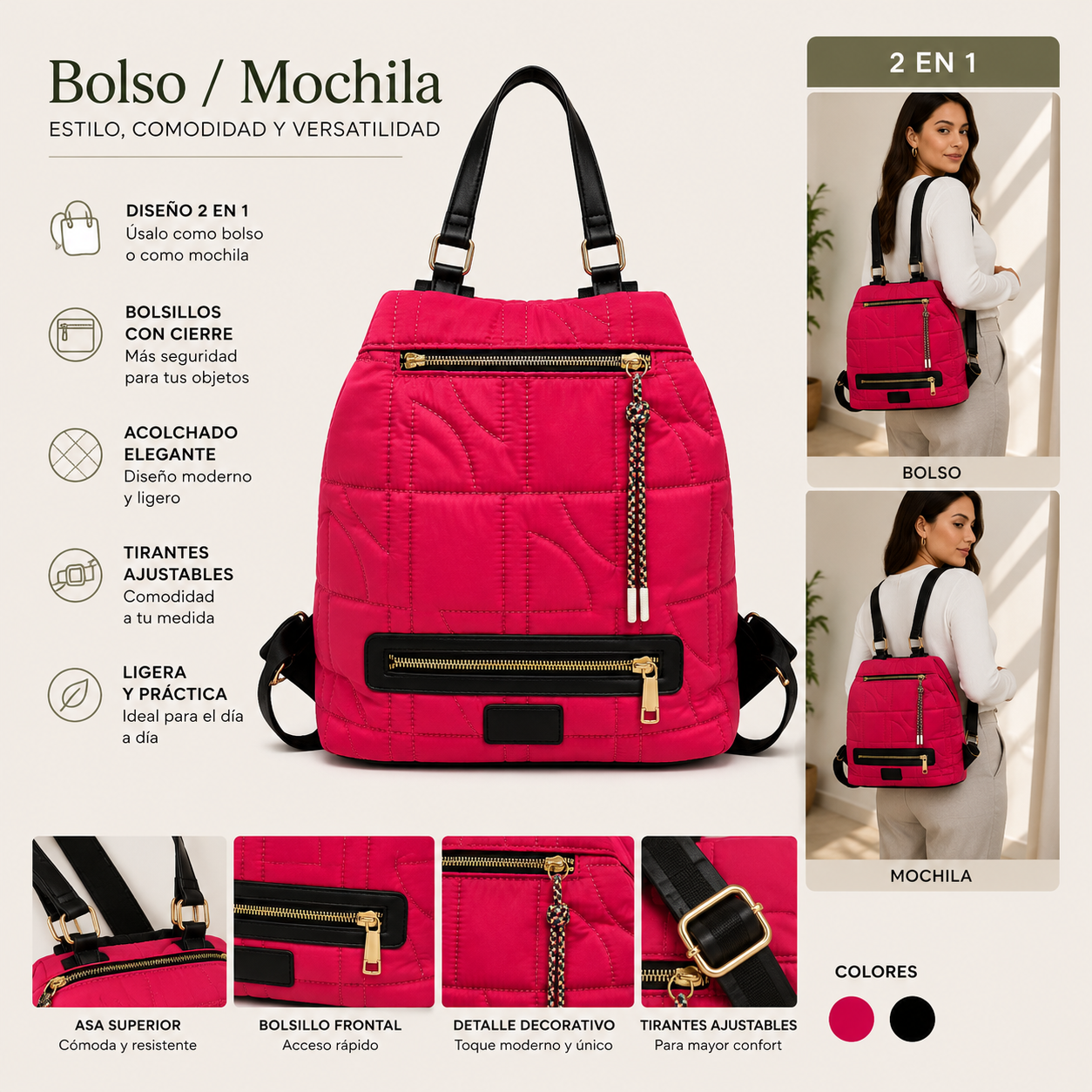 Mochila Bolso Urban Chic 2 en 1