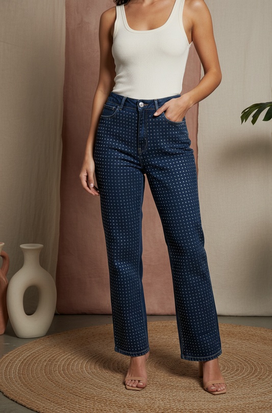 Vaqueros de Talle Alto con brillo