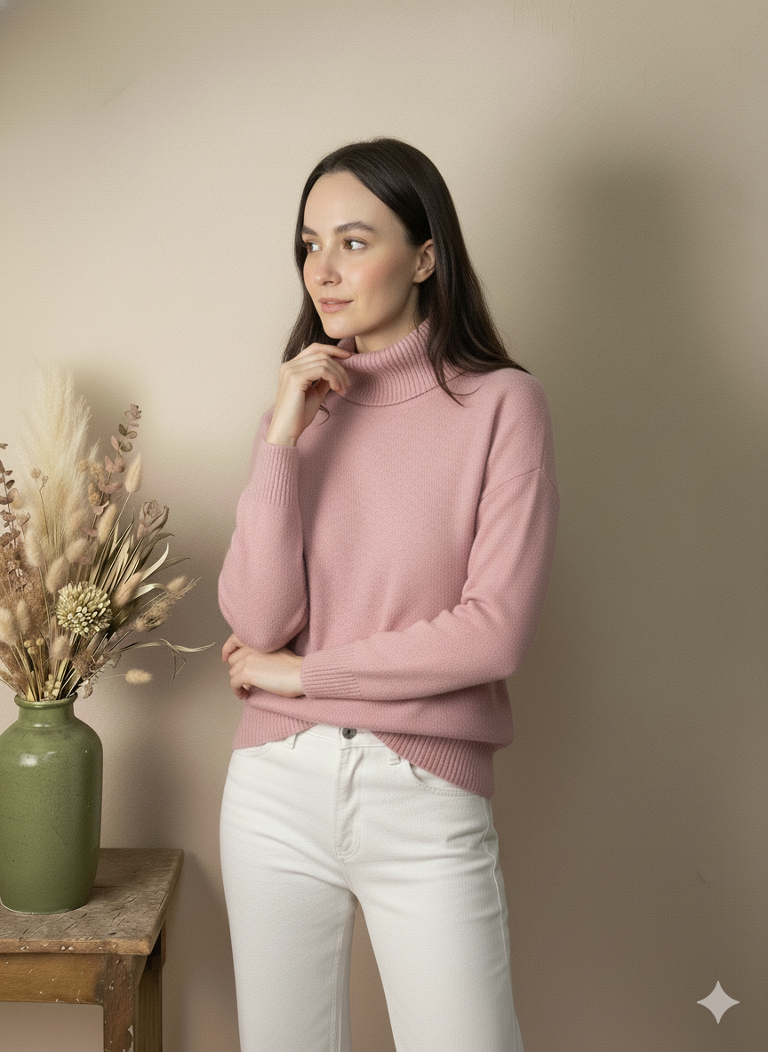 Jersey de Cuello Alto Rosa Palo de Punto Fino