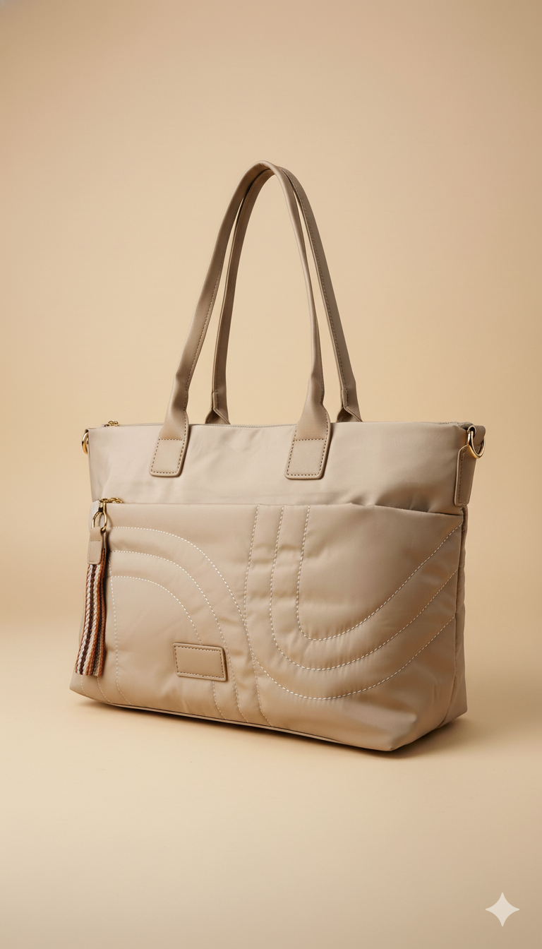 Bolso Tote Acolchado con Detalles Únicos