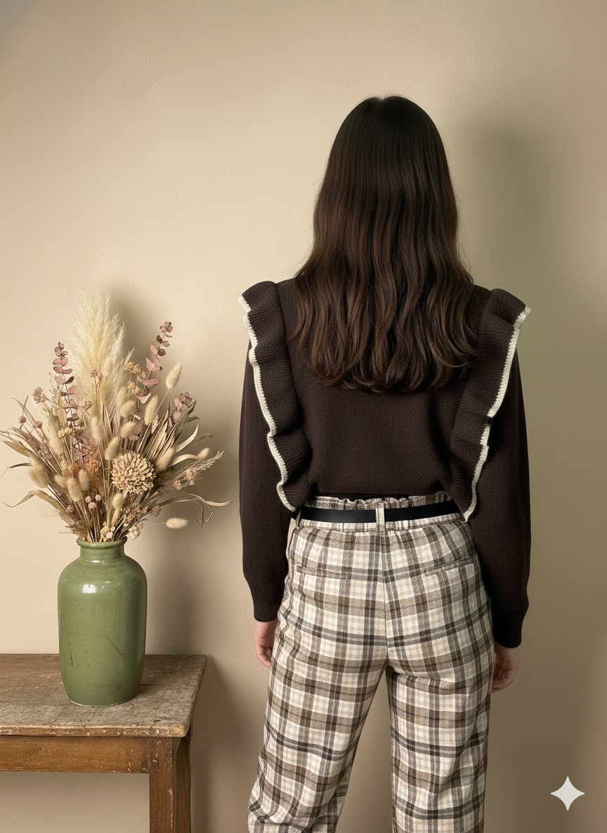 Pantalones de Cuadros Estilo Casual Chic