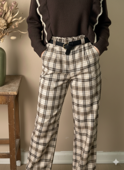 Pantalones de Cuadros Estilo Casual Chic