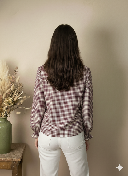 Blusa de Vichy con Lazo en el Cuello