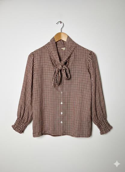 Blusa de Vichy con Lazo en el Cuello