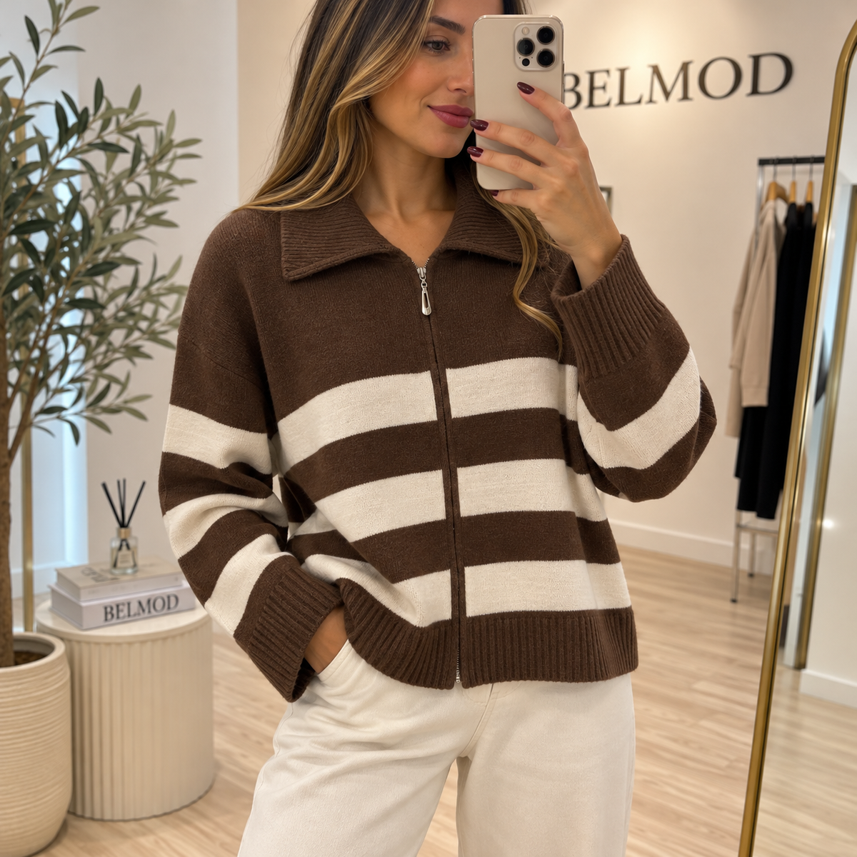 Chaqueta de Punto Rayas Zarel
