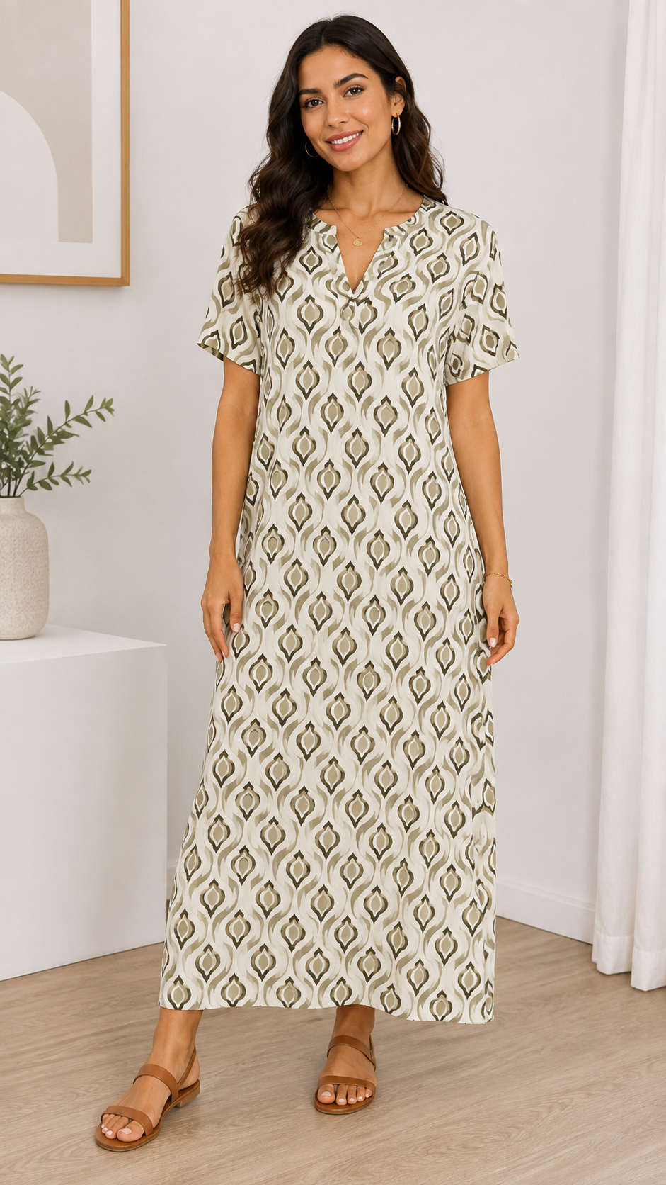Vestido Geo Chic Largo Estampado Mujer