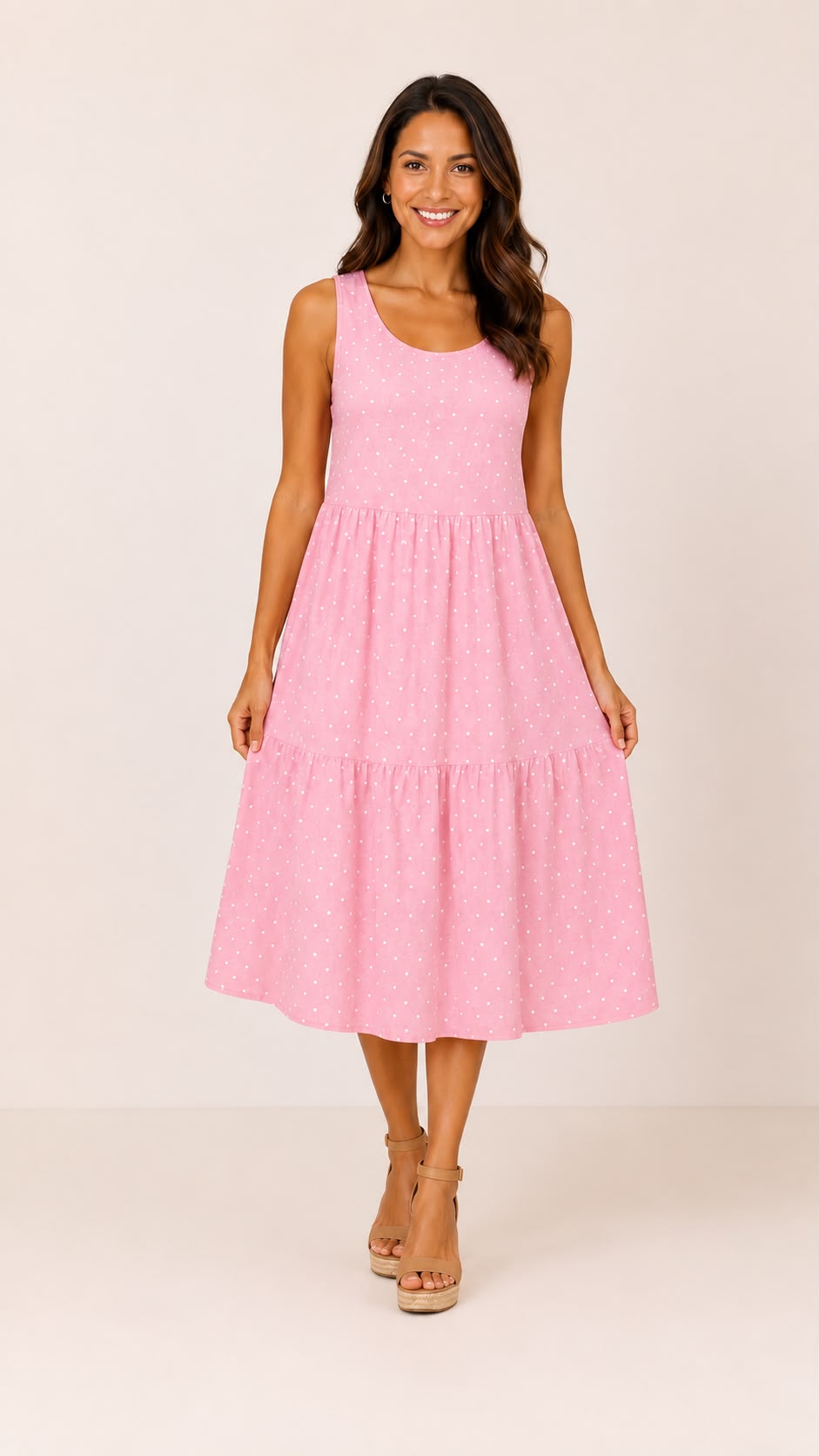 🌸 Vestido Midi Lunares Mujer