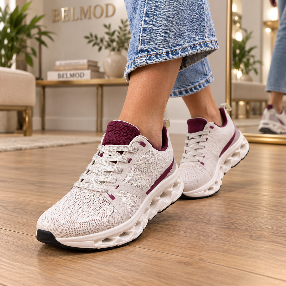 Zapatillas de Mujer deportiva Nuba Blanco/Burdeos