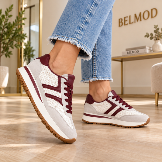 Zapatillas de mujer Siena Blanco/Burdeos